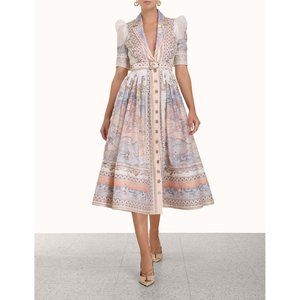 High Tide Map Odyssey Print Shirt Midi Dress | Size 1